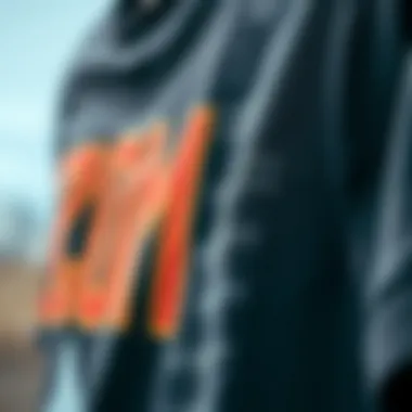 Close-up of unique fabric texture in graphic tees