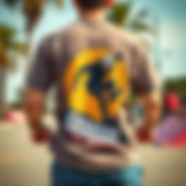 Vibrant graphic tee showcasing skateboard culture
