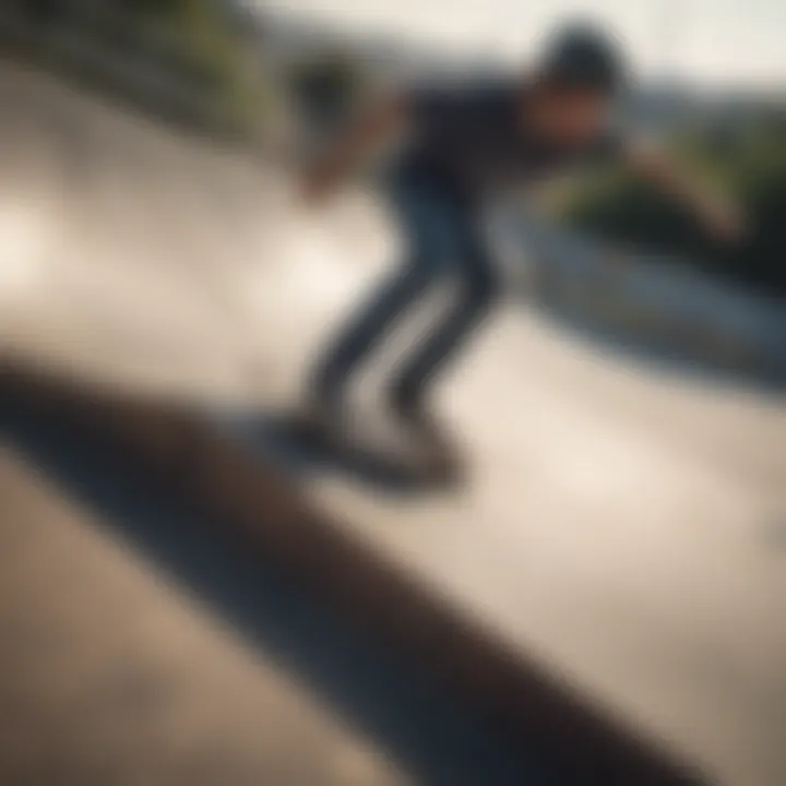 A skateboarder performing tricks on a ramp, highlighting safety gear and precautions.