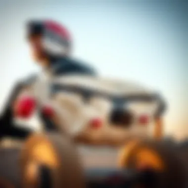 Close-up of a cream fanny pack with skateboard accessories