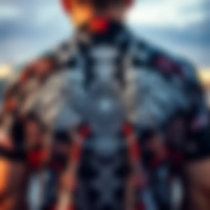 Close-up of intricate back print details