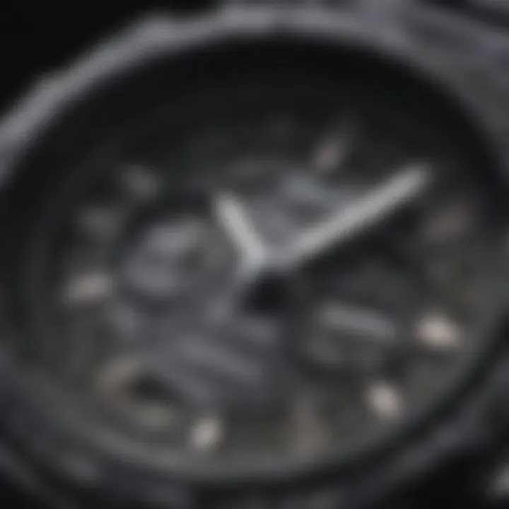 Close-up of intricate craftsmanship on a black G-Shock timepiece