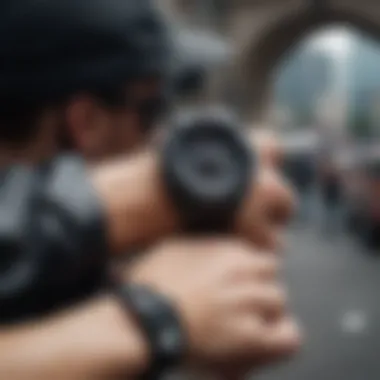 Enthusiasts with G-Shock Watches Diverse enthusiasts showcasing their black G-Shock watches in different environments