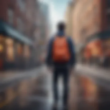 Herschel City Backpack being used in a vibrant city scene