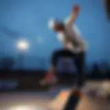 Tony Hawk performing a signature trick at a skate park