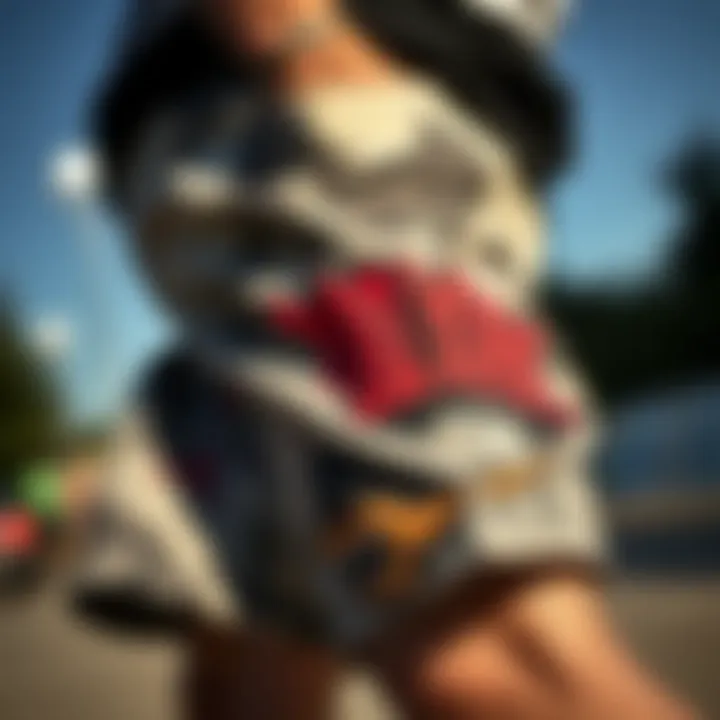 A close-up of a stylish pair of Zoo York shorts showcasing intricate designs