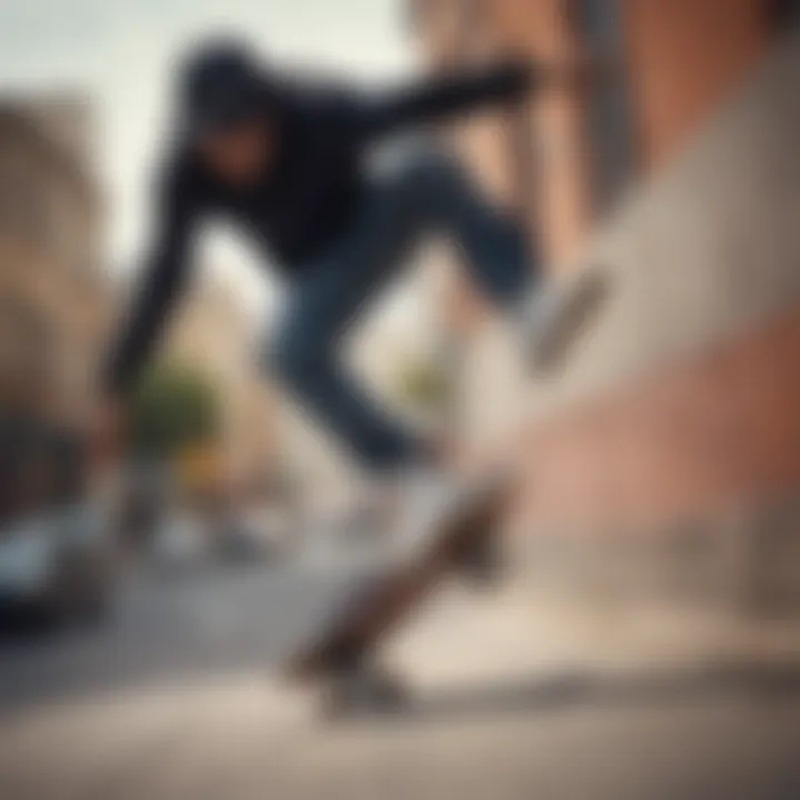 Skateboarder performing tricks while wearing Dopeman Nikes