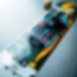 Close-up view of the Krooked 8.25 skateboard deck showcasing its unique graphics and design elements