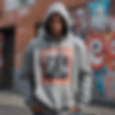 An artistically staged photo of a Levi's oversized hoodie against a graffiti backdrop.