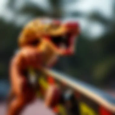 Artistic representation of pit vipers intertwined with skateboard graphics and designs.