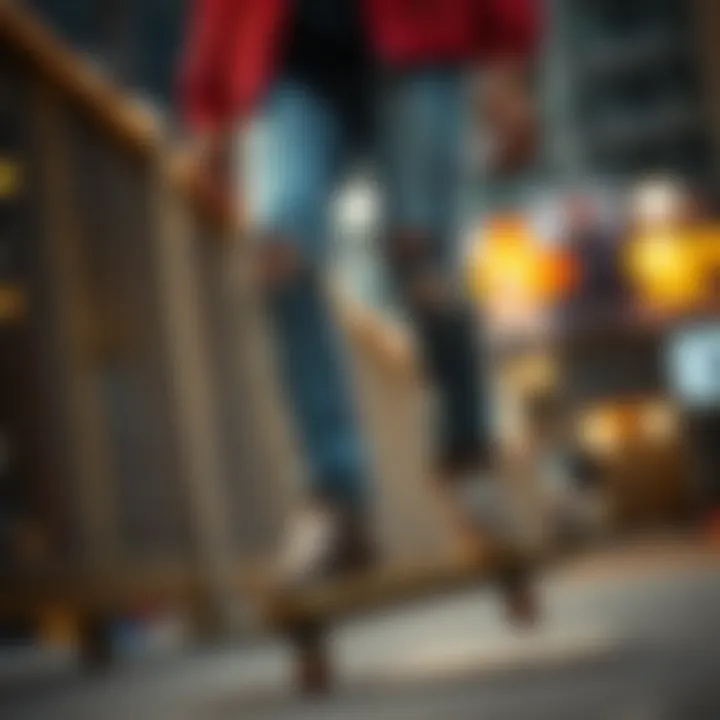 An artistic representation of skinny jeans blended with elements of skate culture.