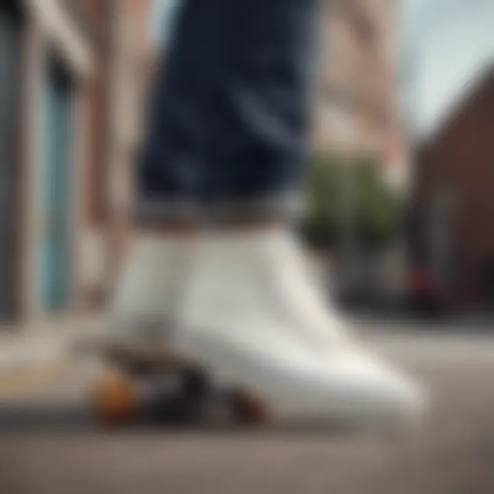 Classic white vans on a skateboard