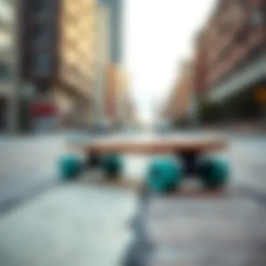 A stylish penny board in an urban landscape