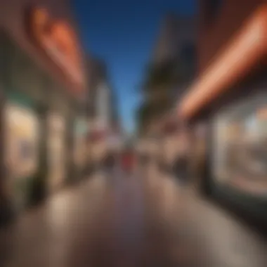 Vibrant storefronts at 3rd Street Promenade showcasing diverse retail options