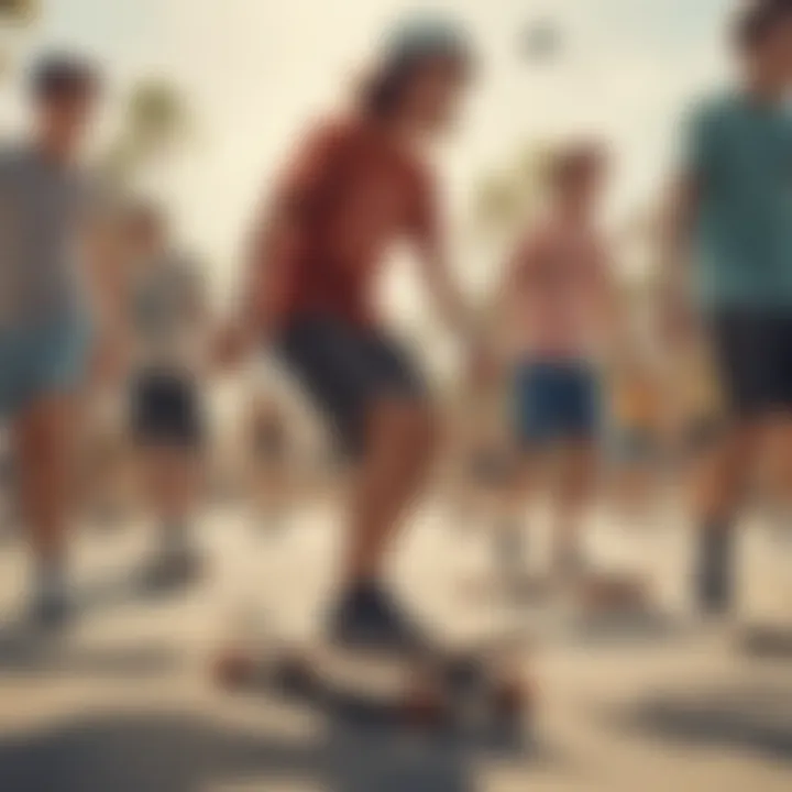 Group of skaters enjoying a day out with their Roxy longboards