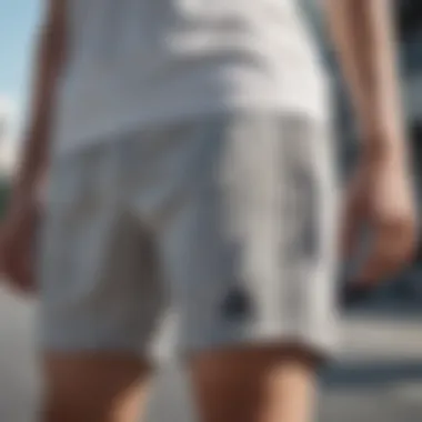 Close-up of the fabric and design of XXL adidas shorts, emphasizing functionality.