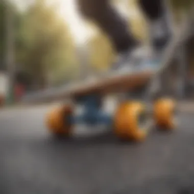 Close-up of innovative skateboard design highlighting technology integration