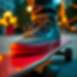 Vans sneakers on a skateboard