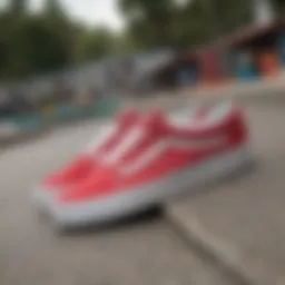 Vans skate shoes displayed in a vibrant skate park setting