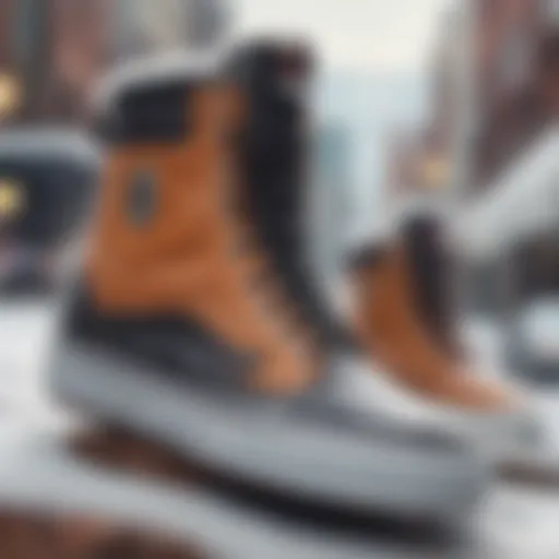 Close-up view of Vans snowboots showcasing unique design elements