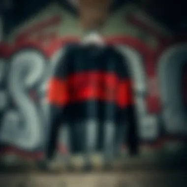 Vanz sweater hung against a graffiti-covered wall, symbolizing street culture