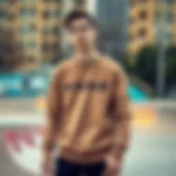 Stylish Vanz sweater showcased in an urban skate park setting