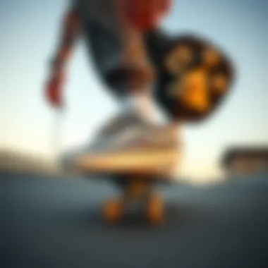 A skateboarder wearing Velcro Old Skool sneakers in action