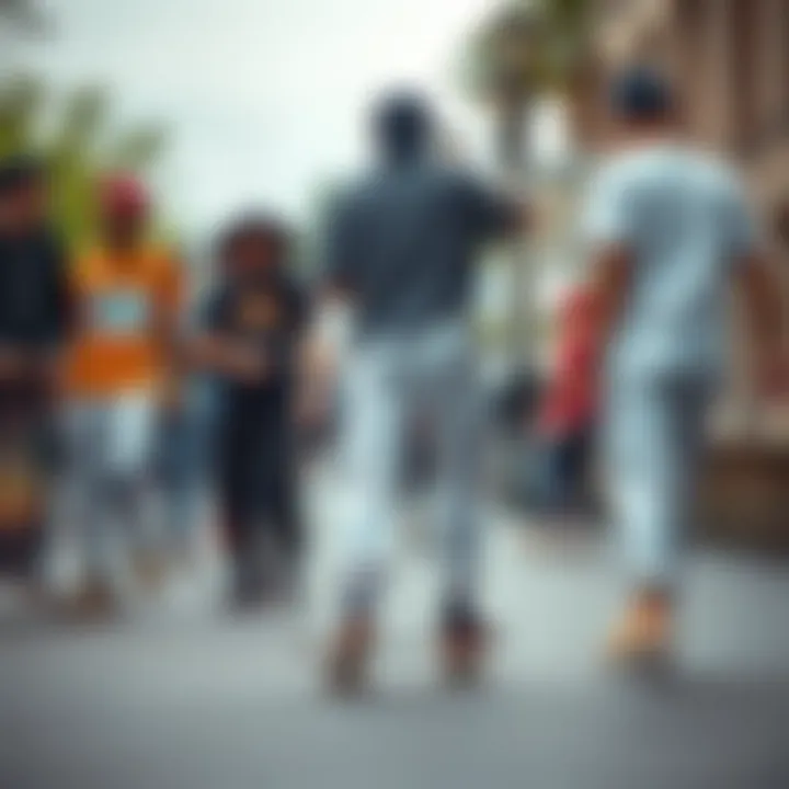 Group of skaters bonding while wearing cargo joggers