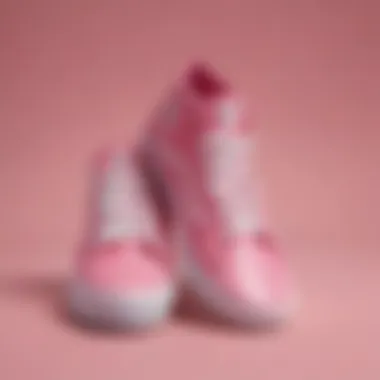 Close-up of the unique design features of pink Vans