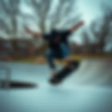 A skateboarder performing tricks at a skate park