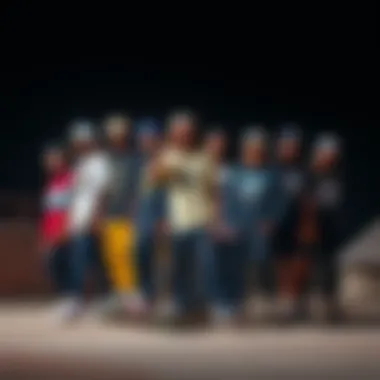 Group of diverse skaters showcasing Freeworld apparel