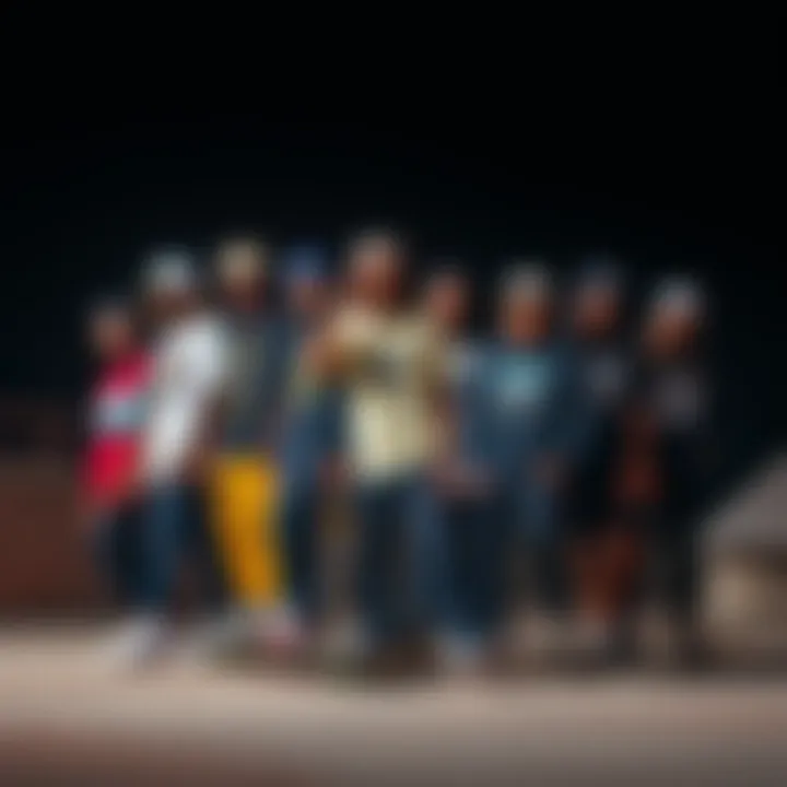 Group of diverse skaters showcasing Freeworld apparel