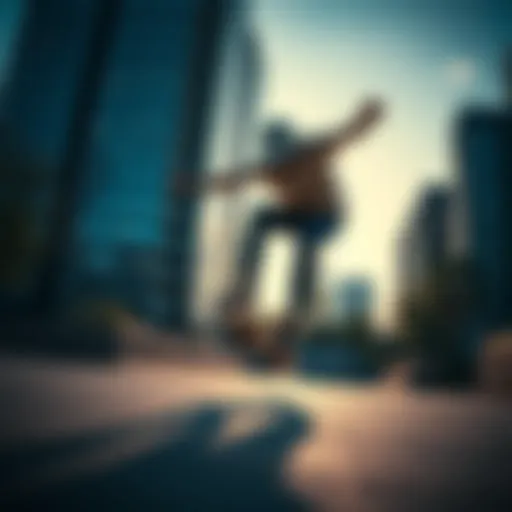 A skateboarder performing a trick in an urban setting