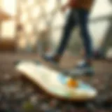 A vibrant skateboard made from recycled materials showcasing its eco-friendly design