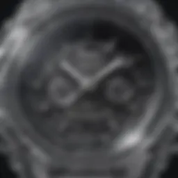 Close-up of the G-Shock clear watch showcasing its transparent design and intricate details.
