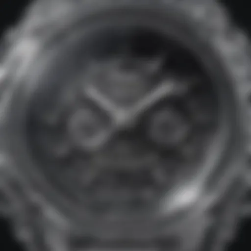 Close-up of the G-Shock clear watch showcasing its transparent design and intricate details.