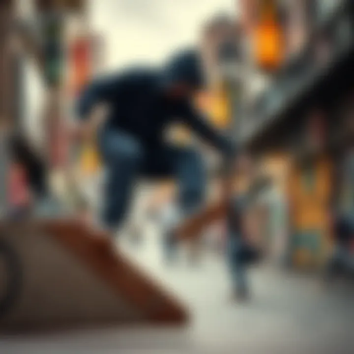 A dynamic urban scene featuring skateboarding and design