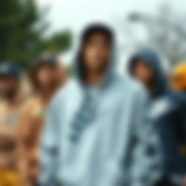 An artistic display of various thin grey hoodie designs, highlighting diversity in style.