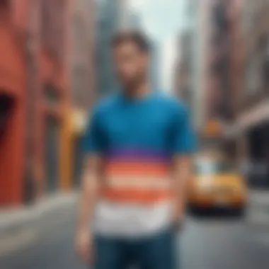 Herschel Pocket Tee in a vibrant color against urban backdrop