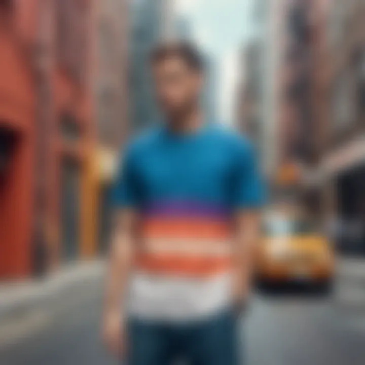 Herschel Pocket Tee in a vibrant color against urban backdrop