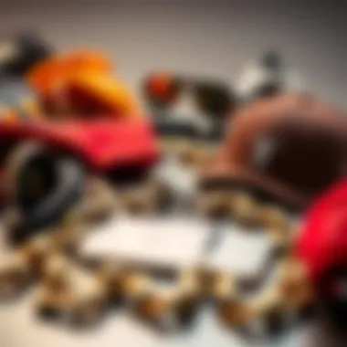 A collection of accessories alongside the Jaxxon 20 inch chain emphasizing personal expression.