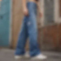 A close-up of JNCO Jeans showcasing their distinct wide-leg design
