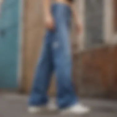 A close-up of JNCO Jeans showcasing their distinct wide-leg design