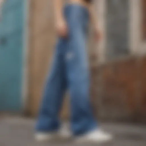 A close-up of JNCO Jeans showcasing their distinct wide-leg design