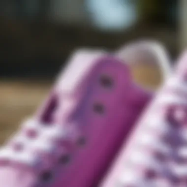 Close-up detail of the texture and materials of Lilac Vans Old Skool