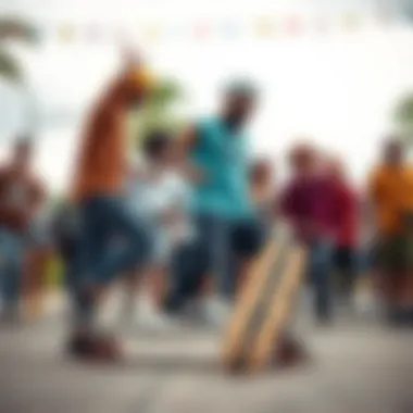 Group of diverse riders enjoying the Magneto longboard