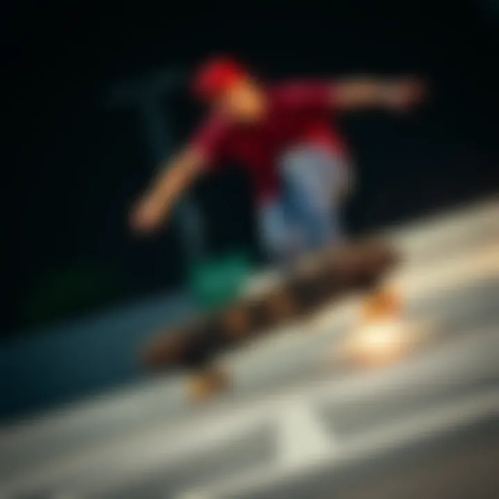 Skater performing tricks with the Magneto longboard