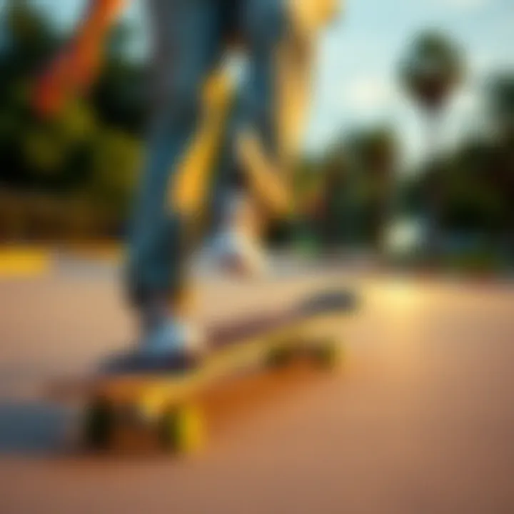 Skateboarder enjoying a ride with Vans sneakers