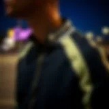 Detailed view of the Members Only racer jacket showcasing its distinctive collar and zipper design