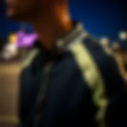 Detailed view of the Members Only racer jacket showcasing its distinctive collar and zipper design